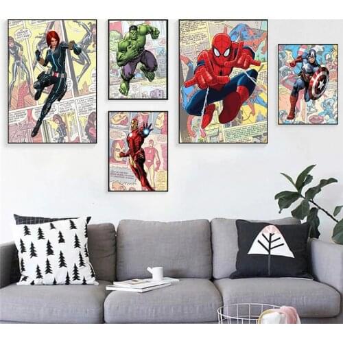 Marvel Captain America Iron Man Canvas Paintings Marvel Superhero Posters Prints Wall Art Pictures for Living Room Home Decor
