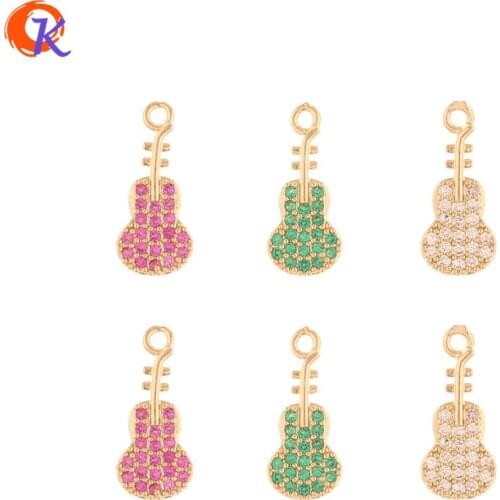 Cordial Design 50Pcs 7*16MM Jewelry Accessories/DIY Charms/Earrings Making/Guitar Shape/Hand Made/CZ Pendant/Earrings Connectors