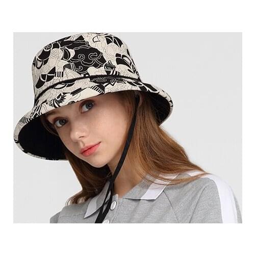 Kamon cute soft sister cotton and linen double-sided fisherman hat basin hat female summer thin foldable sun protection sun hat