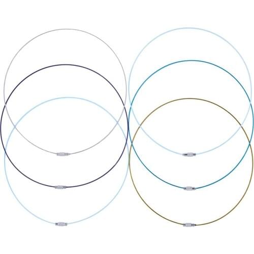 100Strands Steel Wire Necklace Cord Nice for DIY Jewelry Making with Brass Screw Clasp Silver Black White Blue Red 17.5"; 1mm