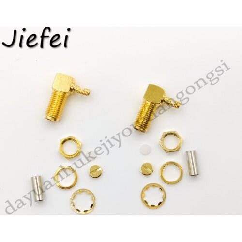 2 PCS SMA Female Plug 90 Degree Crimp RG174 RG316 LMR100 Cable Right Angle RF Coaxial Connector