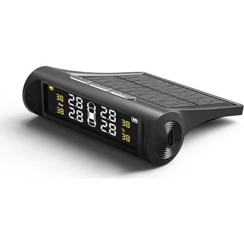 AN001 Solar Car TPMS LCD Display Auto Tire Pressure Monitoring Tyre Temperature Alarm Warning System with 4 Sensors For Auto