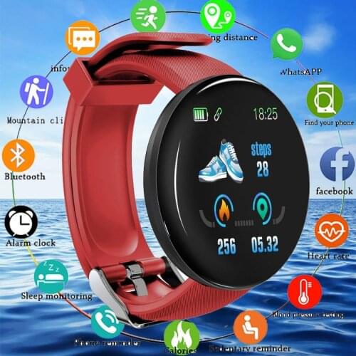 Sport Smart Watch Bluetooth Smart Band Fitness Tracker Heart Rate Monitor Blood Pressure D18 Smartwatch for Android IOS