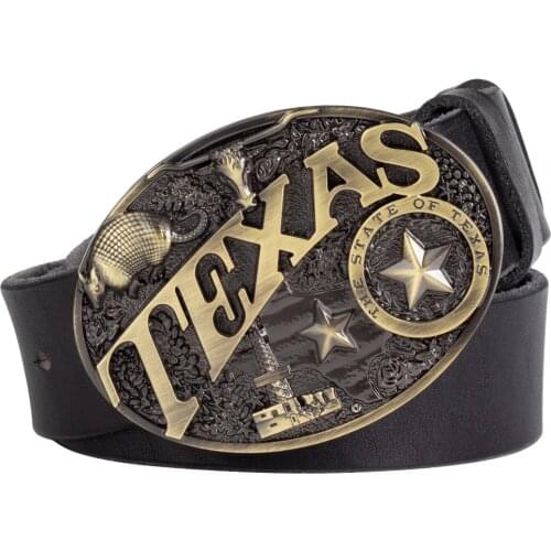 UFAY TEXAS Buckle Genuine Leather Belt Cowboy Pure Cowhide for Man Fashion Cowskin Soft