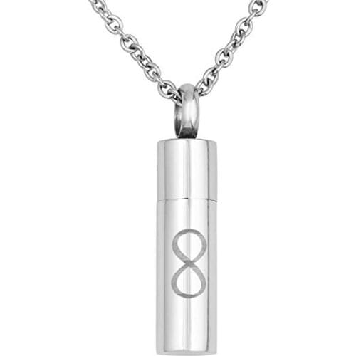 Urn Necklace for Ashes Cylinder Infinity 8 Necklace Memorial Keepsake Stainless Steel Cremation Pendant for Women/men