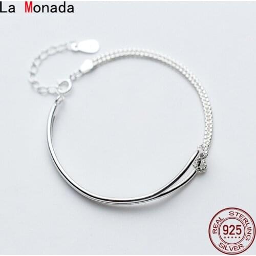 La Monada Luxury Fine Silver 925 Jewelry Bracelet Female Woman Knot Double Layer Bracelets For Women Silver 925 Sterling