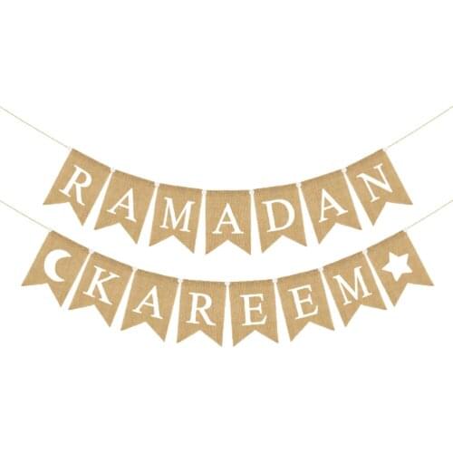 1 Set Ramadan Kareem Swallowtail Hanging Banners Muslim Ramadan Festival Decor