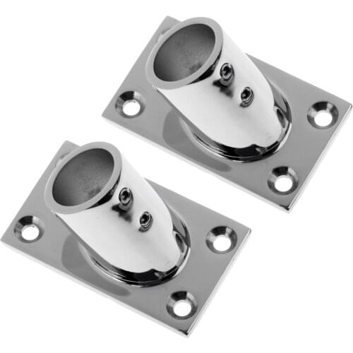 2 Pieces 7/8" 60 Deg Boat Deck Square Base Marine 316 Stainless Steel Hand Rail Fittings