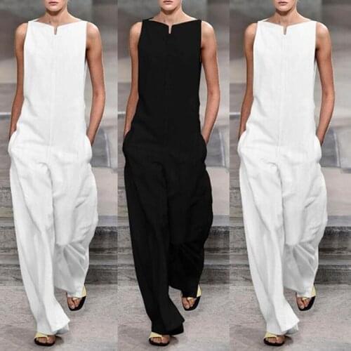 2020 Hot Sale Off Shoulder Jumpsuits Summer Sleeveless Wide Leg Pants Elegant Lady Casual Rompers White Black