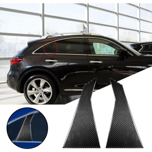 50% Hot Sales!! 2Pcs A-pillar Sticker Waterproof Dust-proof Carbon Fiber Black Car A-pillar Decal for Infiniti FX 2009-2013 QX70