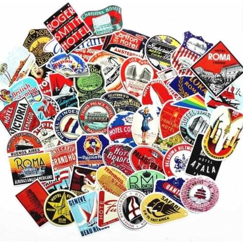 55 Pcs Vividcraft Stickers Travel Suitcase Wall Pencil For DIY Retro Bike Sticker Style Travel Box Logo Hotel Car Sliding