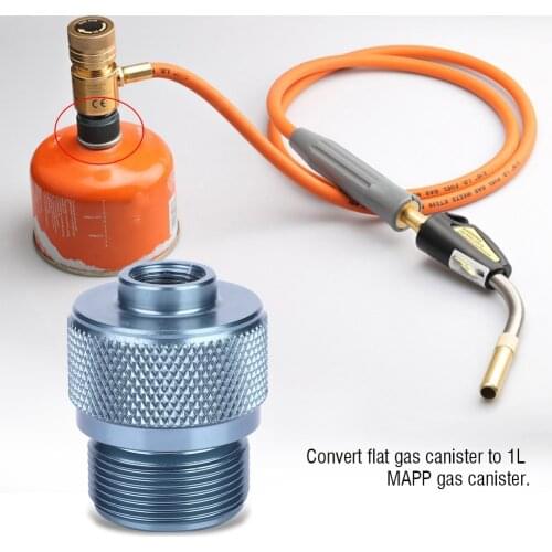 Camping Gas Canister Adapter Convertor Valve Flat Canister to 1L MAPP Gas Tank Adaptor Outdoor Camping Stove Refill Adapter