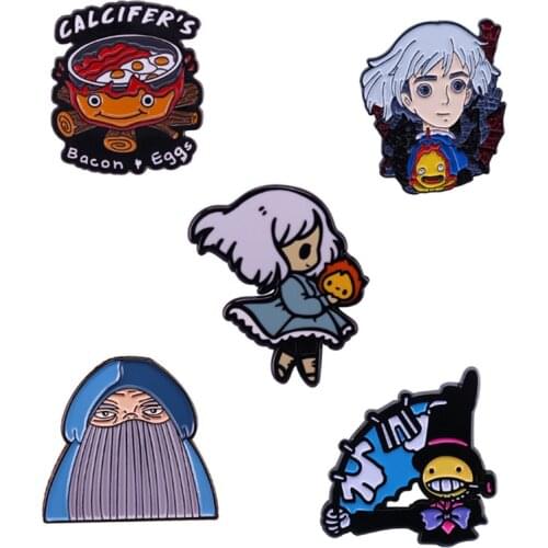 Howls Moving Castle anime action figure prefect quality metal Howl Calcifer brooch children gifts home decoration