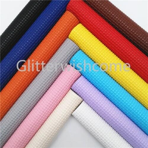 Glitterwishcome 21X29CM A4 Size Vinyl For Bows Plaids Embossed synthetic Leather Faux Leather Sheets for Bows, GM717A
