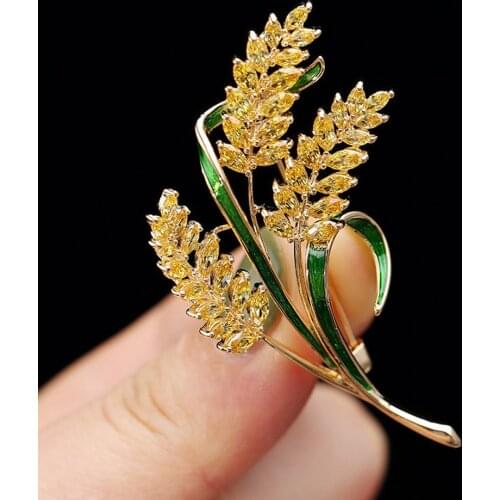 Wheat Ear Brooches Zircon Jewelry Women Fashion Clothing Accessories Female Pins and Brooch
