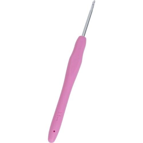 DoreenBeads 3.5mm TPR Aluminum Crochet Hooks Hand Sewing Needles Knit Weave Craft Yarn Fuchsia Color 13.7cm(5 3/8") long,1Pair