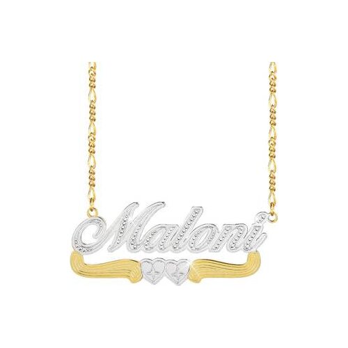 Two Tone Name Necklace Personalized Double Plated Necklaces With Heart 18K Gold-Plate Custom Name Pendant For Women Jewelry Gift