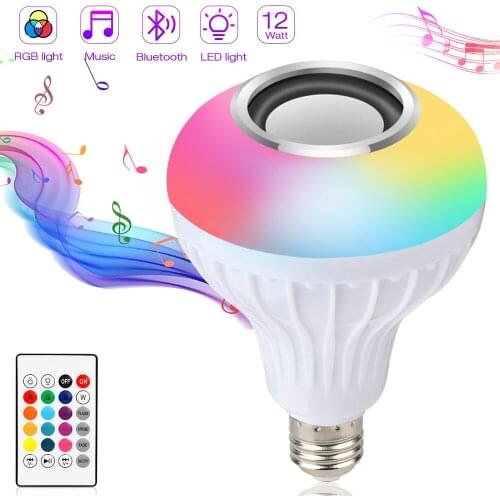 E27 B22 Smart RGB LED Bulb Lamp Wireless Bluetooth Speaker Music Player Led Light Remote Control for Bar Party Stage Lighting