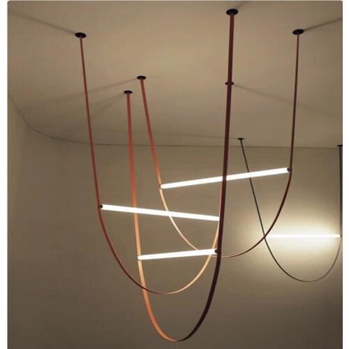 Italy Designer leather luminous Tube Pendant Lighting Modern drop light/Suspension Luxury Pendant Lamp Luster Luminaire Lampara