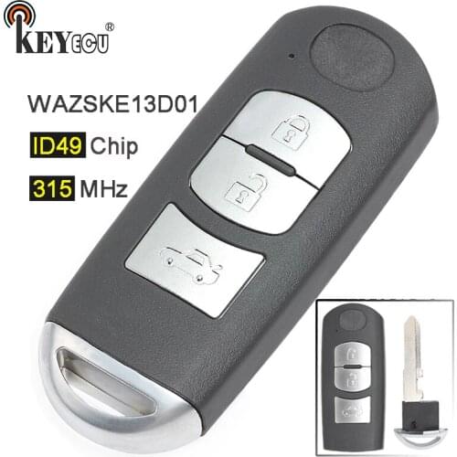 KEYECU FSK 315MHz ID49 Chip FCC: WAZSKE13D01 Replacement 3 Button Smart Remote Key Fob for Mazda