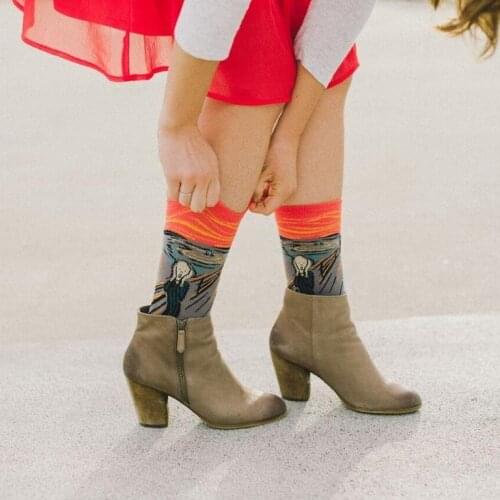 The Scream Creative High Quality Harajuku Fashion Men Woman street Hip Hop Cotton Unisex happy Funny sock Gift Idea Christmas