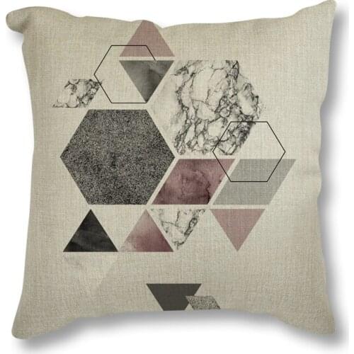 Square Throw Pillow 45x45 cm Geometric Design Nordic Back Sofa Bed Seat Cushion Striped Plaid Decorative Linen Cotton Cushion