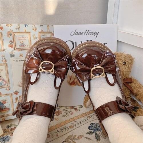 2021 New Spring Sweet Girls Female Kawaii Tea Party Japanese Cute Anime Cos Lolita Shoes Harujuku Jk Uniform Shoe Feminine Flats