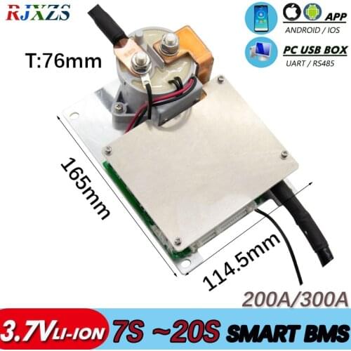 7S to 20S 200A 2020 New DIY Lithium Ion Relay Smart BMS With Android Bluetooth APP Software Alloy Cooling Case