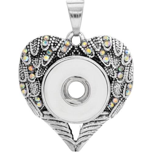 New XL0063 Rhinestone Wing charm snap Pendants Necklace fit 18mm charm snap buttons fashion DIY Fittings wholesale