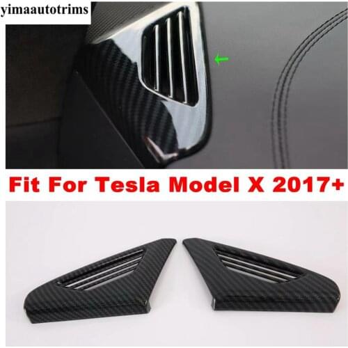 Front Dashboard Air Conditioning AC Vent Outlet Cover Trim For Tesla Model X 2017 - 2020 2pcs Carbon Fiber Look Interior Refit