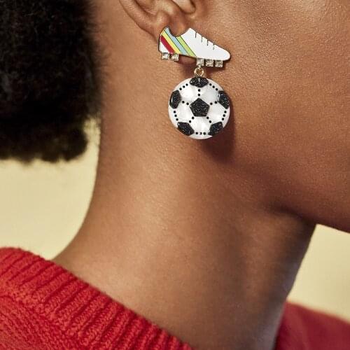 Prijin New Earrings Fashion Personality Oil Dripping Plate Football Pendant Earrings Women Party Jewelry Manufacturers Fans