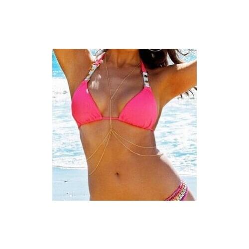 Simple one piece chain double layer chain body necklace bodychain 008