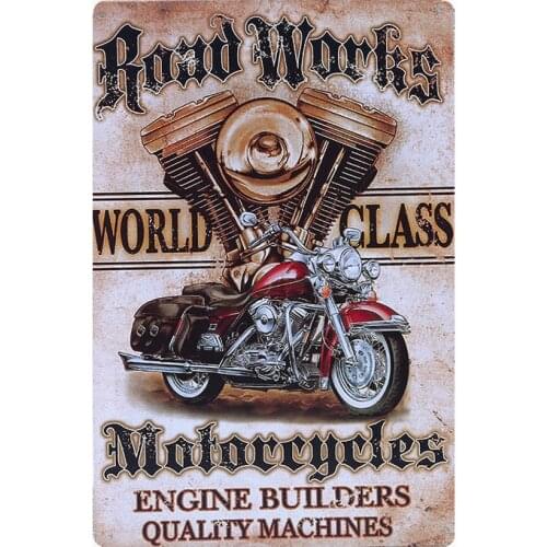 Road Works World Classic Motorcycles Wall Decor Metal Signs Tin Plaque Pub Bar Garage Home Retro Ornament Iron Craft YN164