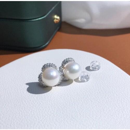 Popular 925 Sterling Silver Earrings Findings Settings Base Mountings Parts Mounts for Pearls Agate Crystal Stones Jade