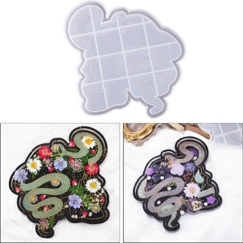 Silicone Coaster Cup Tray Snake DIY Crystal Epoxy Resin Casting Molds Jewelry Making Tool for Home Wedding Kitchen Decors