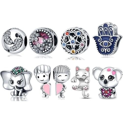 Hot Sale 100% Real 925 Sterling Silver Boy Girl Coffee beads Charms Fit Original Bracelet&Bangle Making Fashion DIY Jewelry