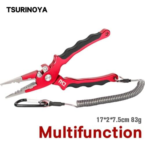 TSURINOYA Tungsten Steel Alloy Cutting Edge Aluminum Fishing Pliers AP-170 Saltwater Anti-Skid Hook Remover Fishing Tool