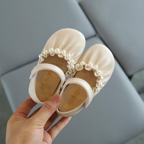 Girls Princess Shoes 2021 Summer Autumn Fashion Pearl Soft Leather Kids Shoes Children Party Dance Shoe Non-slip Toddlers G50