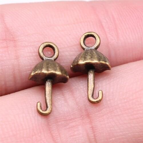 WYSIWYG 10pcs 15x8mm Vintage Umbrella Pendants Charm For Jewelry Making Antique Bronze Color Umbrella Pendants Charm Umbrella
