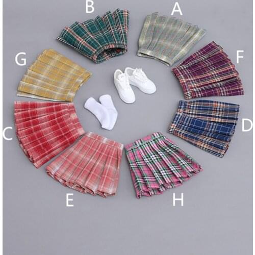 1/6 Female Soldier Figure Pleated Plaid Skirt White Shoes Socks for 12 inch PH TBLeague Body