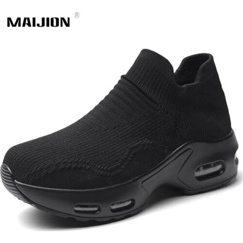 Women Platform Running Shoes Breathable Mesh Sneakers Lady Air Cushion Walking Footwear Heighten Outdoor Sport Fitness Jogging