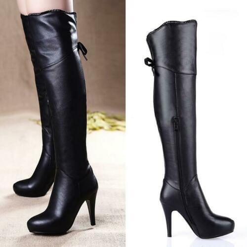Women Over Knee High Thigh Riding Boots Stiletto Round Toe Zip Shoes Clubwear