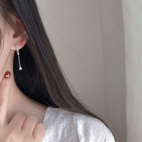 925 Sterling Silver Zircon Hoop Earrings for Women Tassel Waterdrop CZ Earrings Jewelry Dropshipping
