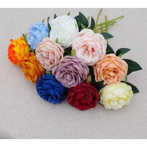 Single Stem Rose Flower 30cm in Length Artificial Silk Roses Wedding Party Home Decorative Flowers White Pink Red SN1189