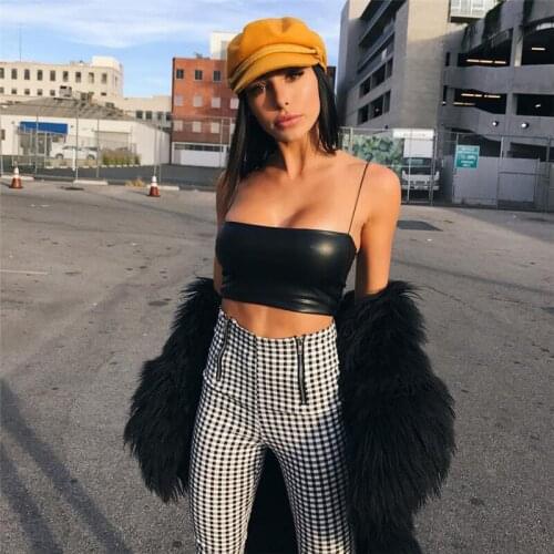 Sling Vest Solid Color Sexy Crop Tops 2021 Summer Women Fashion Sleeveless Camis Hot Sale New Style Womens Short Umbilical PU