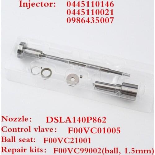 0445110146 Diesel Common Rail Injector Matches DSLA140P862 Diesel Nozzle F00VC01005 Overhaul Pack 0445110021 and 0445110146