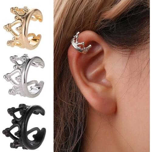 1pcs Boho Vintage Clip Earrings Jewelry for Women Geometric Crown Waterdrop Heart Shapes Ear Cuff