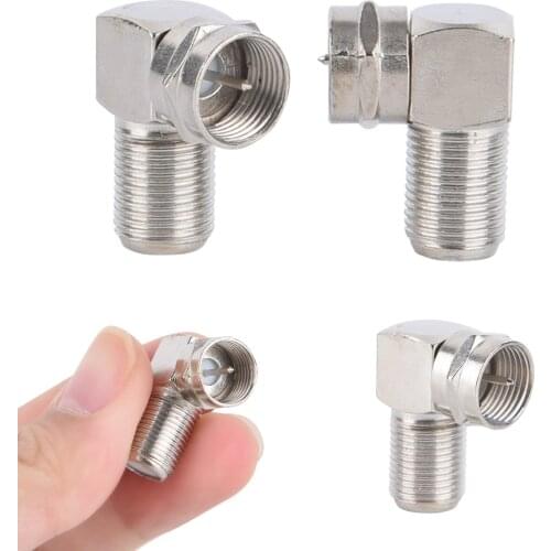 2pcs Male to Female 90 Degree Right Angle TV Aerial Antenna Plug Connector Adapter Plug To Socket Coax Cable F-Type