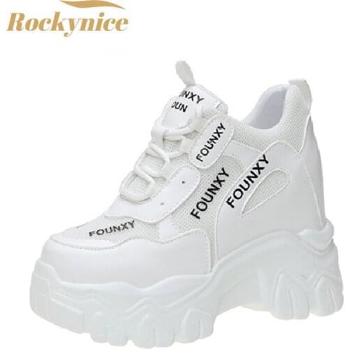 2021 Autumn High Platform Sneakers Women Breathable Vulcanized Shoes Chunky Casual Shoes Woman Walking Trainers Sports Dad Shoes