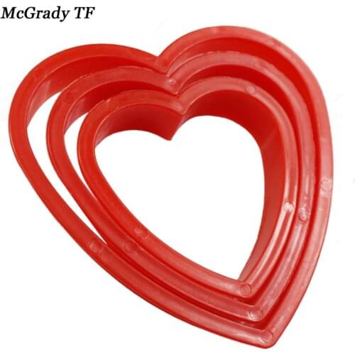 3pcs/set Heart Shaped Plastic Cake Mold Cookie Cutter Fondant Biscuit Stamp Sugar Craft Cake Decorations Moulds Baking Tools